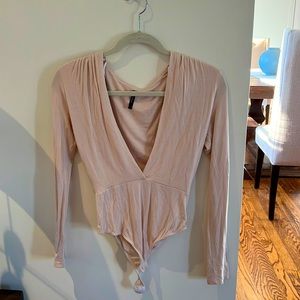 Cream long sleeve body suit